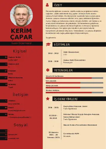 Tarih Öğretmeni Cv Örnekleri cv indir
